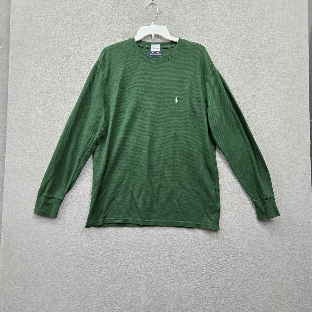 Polo Ralph Lauren Men Sleepwear XL Green Waffle Knit Shirt Pajama Top Logo